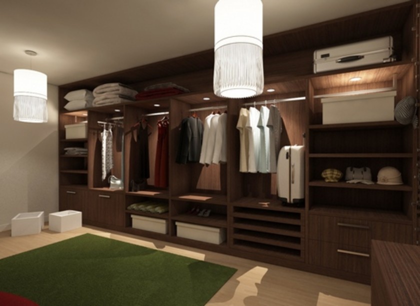 Классическая гардеробная комната из массива с подсветкой Кострома