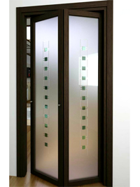 Складные двери гармошка с матовым стеклом Кострома